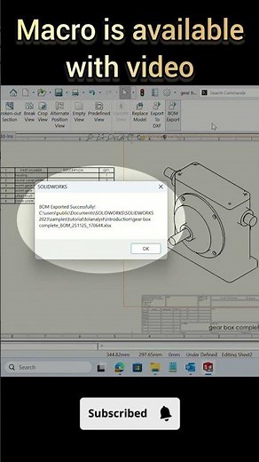 SOLIDWORKS Macro BOM Export to Excel in 1-Click #coding #onlinelearning #solidworks #trending