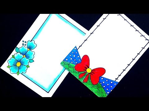 How to draw beautiful border designs on paper for project work/file decoration page/front cover page