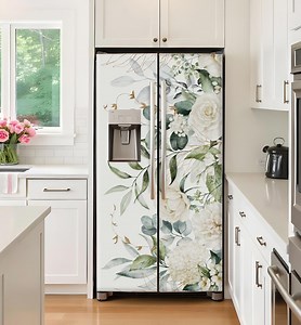 Fridge Wrap Vinyl Floral, Refrigerator Wrap Side by Side, Fridge Decals Top Bottom Freezer, Decorative Self Adhesive Flower Kitchen Decor - Etsy