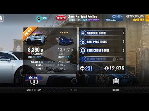 CSR2 - Chiron Pur Sport Profilee (body stock) (1/2 m) - tune & shift for Tournaments (day 3) - 8.390