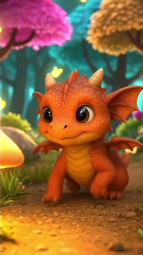 “Baby Dragon in the Glowing Magical Forest ✨🐉🌙” #babydragon #cutedragon #animation #animals #dragon