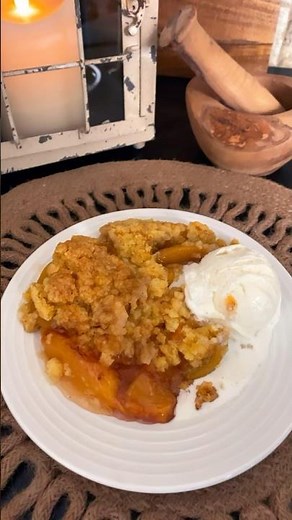 CROCKPOT PEACH DUMP CAKE 🍰 #peach dump cake /Recipe In Description