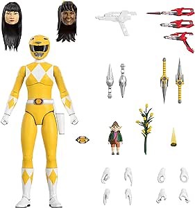 Super7 ULTIMATES! Mighty Morphin Power Rangers Yellow Ranger - 7" Power Rangers Action Figure with Accessories Classic TV Show Collectibles and Retro Toys