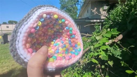 Crocheted Pastel Geode With Beads – Soft Rainbow Crystal Cave Decor, Geology-inspired Fiber Art - Etsy