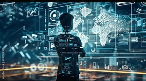 Exploring advanced technology and digital interfaces in a futuristic environment