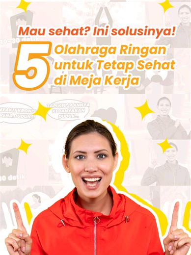 Terlalu lama duduk di meja kantor?🚶‍♀️💼 Saatnya gerakan tubuhmu! Ini 5 olahraga ringan yang bisa kamu lakukan langsung di tempat kerja—praktis, sederhana, dan membantu tubuh terasa lebih segar agar tetap fokus dan produktif sepanjang hari. #Summarecon #Exercise #WorkLifeBalance #EmployeeWellbeing #WellnessAtWork