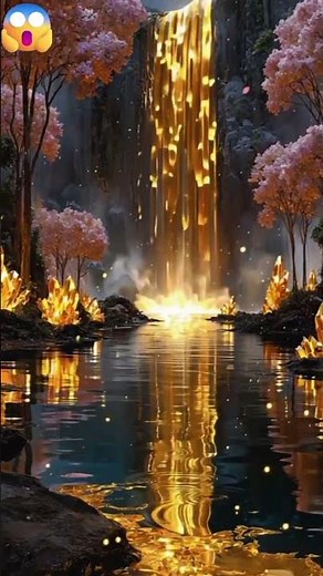 Golden Waterfall 🌟 | The Magic of Flowing Gold!”