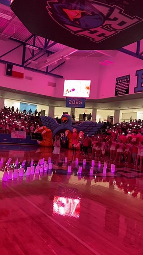 Ashley Sallaway sang Rise Up to honor people who have had and/or lost their lives to breast cancer at our Pink Out Pep Rally💗💗💗#pinkout #peprally #foryou #studentcouncil #stuco #rockhill #texas #pisd #breastcancerawareness💕 #riseup