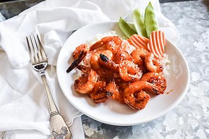 Sweet and Spicy Shrimp in Red Pepper Jelly Glaze