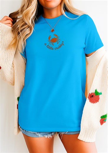 A Little Crabby, Minimalist Beach T-shirt, Funny Meme T-shirt, Summer Aesthetic T-shirt, Funny Beach T-shirt, Coastal T-shirt - Etsy