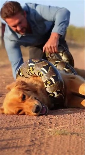 Golden Retriever Trapped by Python — Brave Rescue Saves Dog #dogs #rescuedogs #pets