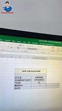 Excel में अपनी Age कैसे निकाले करे?||how to calculate age in excel#excel#datedif#agecalculator#tips