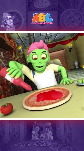 Pizza Party With Zombie Family #shorts #funny #halloweensongs #hooplakidz #allbabieschannel