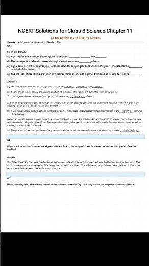 NCERT Solutions for Class 8 Science Chapter 11 Chemical Effects of Electric Current english medium