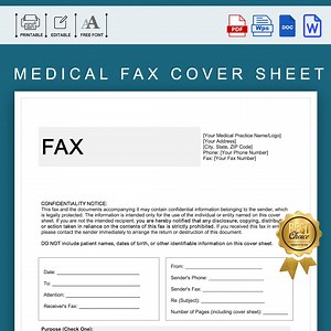 Medical Fax Cover Sheet Template, Printable Healthcare Fax Cover Sheet for Clinics & Hospitals, Editable Hipaa-compliant Fax Cover Form - Etsy