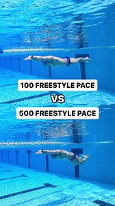 Can you spot the differences between the two paces? 🧐⁠ ⁠ SPOILER: Two huge differences are turnover speed and rotation. A higher tempo with your arms and legs are key in a sprint, while a distance event is all about maintaining rhythm and pace! | MySwimPro