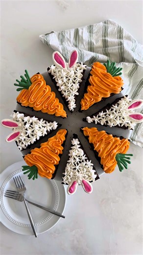 These Frosted Easter Brownies are one of the easiest spring dessert recipes to whip up, right behind the viral Easter Bunny Cinnamon Rolls. I couldn't decide between making bunny brownies or carrot-shaped brownies, so I decided to make both! And because I made a double batch these brownies turned out extra thick and perfect for sharing! What's your favorite easter dessert to make for a spring party? | Domestically Blissful