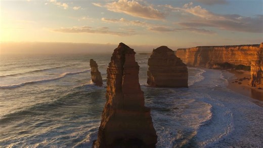 Drone Captures Majestic Twelve Apostles on Australia's Coast