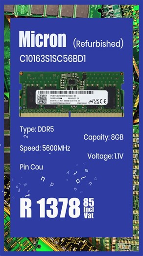 Micron 8GB DDR5 #Micron #DDR5 #ram #HighPerformance #PCUpgrade #Parts #Refurbished #Deals #Partserve