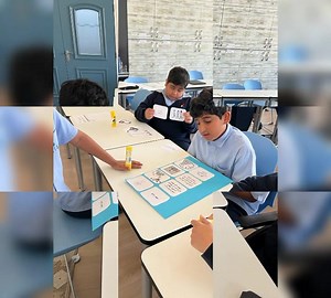 During the Arabic lesson, Grade 5 students performed activities related to persuasive text. Here they are practicing and working as a team! #aisgrade5 | Australian International School Sharjah