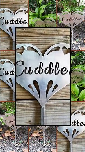 Heart With Personalized Name Metal Garden Sign – Customized Yard or Garden Décor