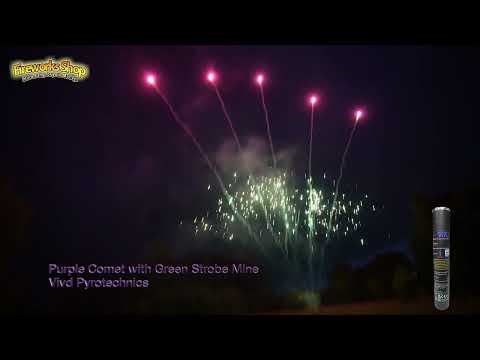 Purple Comet with Green Strobe | Single Shot by Vivid Pyrotechnics