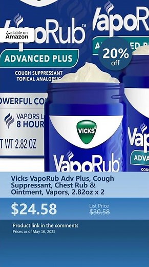 Vicks VapoRub Adv Plus, Cough Suppressant, Chest Rub & Ointment, Vapors, 2.82oz x 2