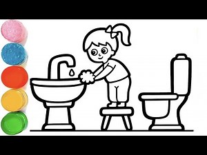 How To Draw a Hand Washing Picture Drawing | Cute Girl Washing Hand Drawing | Good Habit Drawing