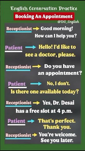 English Dialogue For Booking An Appointment | Patient And Receptionist | Speak Fluent English