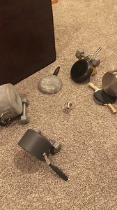 Ping pong ball chain reaction with pots pans and dumbbells