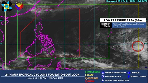 LPA outside PAR has 'high chance' of developing into cyclone