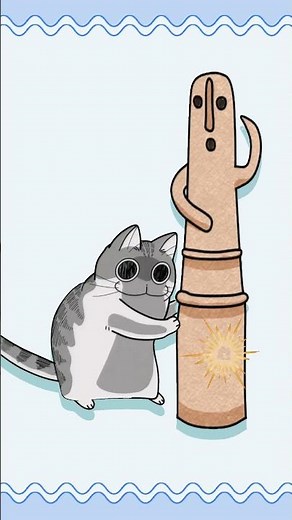 【夜は猫といっしょ】キュルガ VS ハニワ★ショート版 Cute Cat Kyuruga VS Haniwa Animation