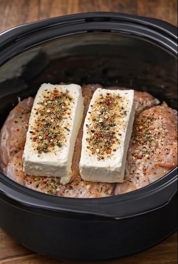 3 Ingredient Slow Cooker Cream Cheese Chicken Recipe #recipe #easyrecipe #food