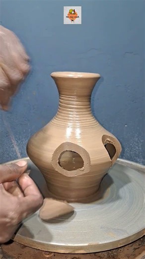 satisfying lined flower vase cutting for #pottery #satisfying #viral #trending #video
