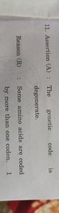 11. Assertion (A) : The genetic code is degenerate.Reason (R)... | Filo
