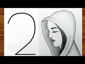 How to draw beautiful girl / Very Very Easy Girl drawing - Pencil Sketch | Hijab girl Easy drawing
