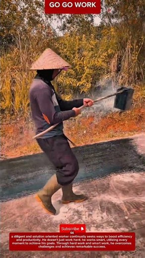 Traditional Bitumen Road Coating by Hand #constructionwork