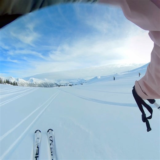 Solo skiing at powdery blue bird Whistler