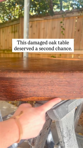 Erica Beach• DIY + Flips | When you find a solid tiger oak table, you fix it — you don’t toss it. This $50 table had damage, but it also had history. With a little... | Instagram