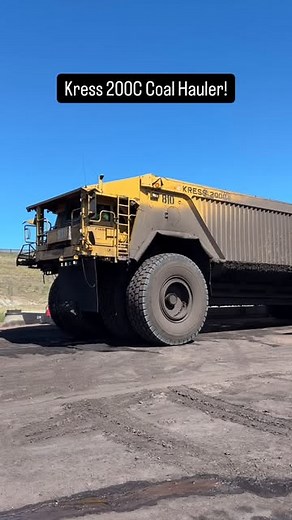 Earthmovers Media on Instagram: "Kress 200C coal hauler heading out for another load of coal — These machines are one of a kind. Rear engine, 220 tonne capacity, travel up to 42mph, belly dump, turn on the spot with 85 degrees of front steering range — When it comes to hauling coal over a long distance, few machines compare to that of a Kress!"