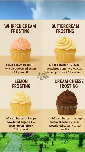 Whether you’re baking cupcakes for a party or dessert for the family, this guide gives you four delicious frosting options — each with its own texture and flavor. Light and airy, rich and buttery, citrusy and bright, or creamy and smooth — mix the one that fits your dessert mood. Save this so you never have to search for frosting recipes again! 😍 #BakingTips #DessertLovers #CupcakeMagic #TipsAndDelicious | Tips & Delicious