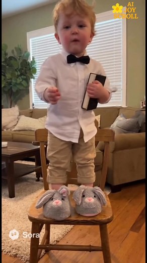 when sunday service starts in the living room… 🙌🐰 📖 “Tell Everybody!” this tiny preacher took the mic (okay, the coffee table) to remind us that love never quits — and everyone deserves to hear it. even mama. even the dog. ❤️ #southerntoddler #sweetjesus #toddlertalk #AI – created with Sora AI | JoyScroll