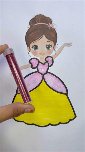 DIY Pink barbie princess dress 🩷for glitter #barbie #pink #glitter #pink #youtubeshorts