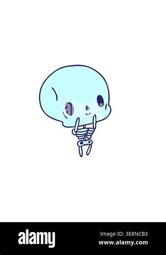 horizontally vibrating animation of cartoon of a kawaii cute dead skeleton Stock Video Footage - Alamy