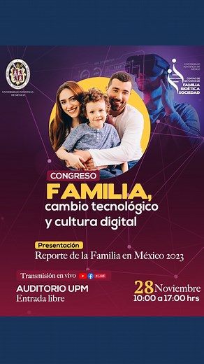 ¿Sabes de qué manera repercuten los avances tecnológicos en las dinámicas familiares y la formación de las nuevas generaciones? Conoce los resultados del reporte preparado por CEFABIOS en el próximo congreso internacional. Conoce los detalles aquí👉🏻 https://pontificia.edu.mx/congreso-familia-cambio-tecnologico-y-cultura-digital/ | Universidad Pontificia de México