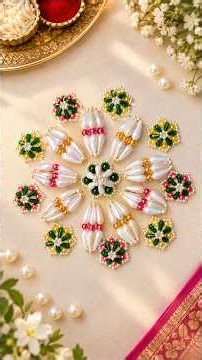 Beautiful Handmade Pearl Rangoli ✨ Festive Beaded Rangoli Design | Easy DIY Home Decor #ethnicdecor
