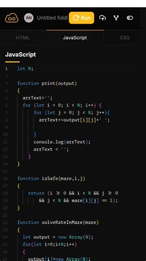 Rat in a Maze | Backtracking Algorithm in JavaScript | DSA Interview Question #javascript #shorts