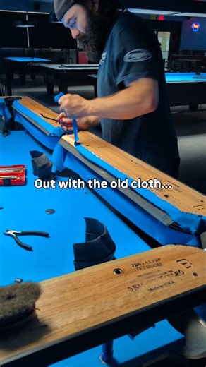 There is something satisfying about ripping off the old cloth on rails. Clean rail prep is key before new cloth ever goes on. Strip it back and do it right so the new recover plays fast, true, and consistent. The upgrade starts here. 🎱 👉 Need your pool table moved, recovered or serviced? DM me! Zach Pool Table Mechanic | Installation • Recovery • Service TableFitters.com Will travel Interested in the pool table tools I use- visit the link in my Bio #pooltablemechanic #pooltable #billiardrepair