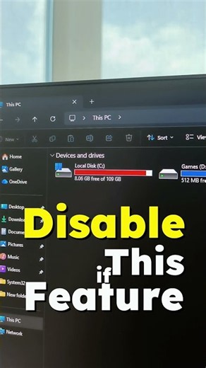 Disable This Feature to Free Up C Drive Space #windows11 #pctips