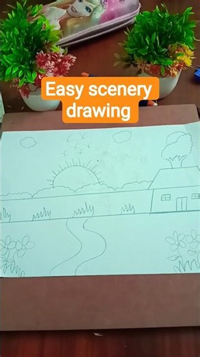 Easy scenery drawing ll How to draw scenery#drawing #art #scenerydrawing